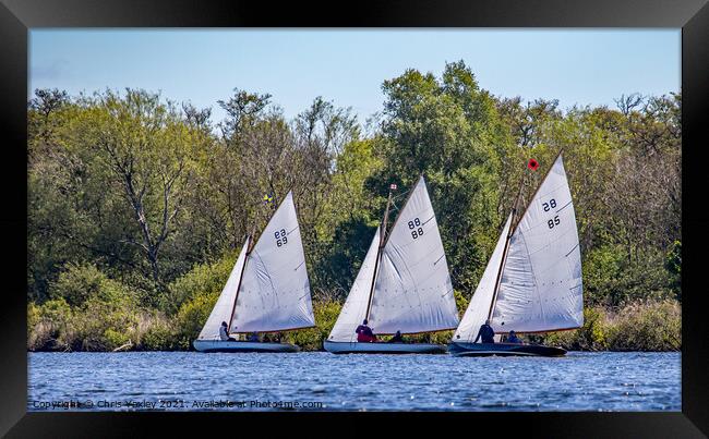 Sailboat race on Wroxham Broad, Norfolk Framed Print by Chris Yaxley