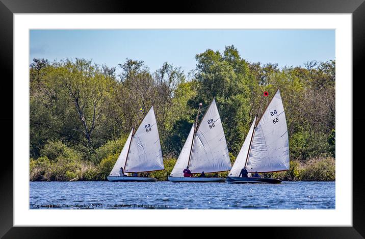 Sailboat race on Wroxham Broad, Norfolk Framed Mounted Print by Chris Yaxley