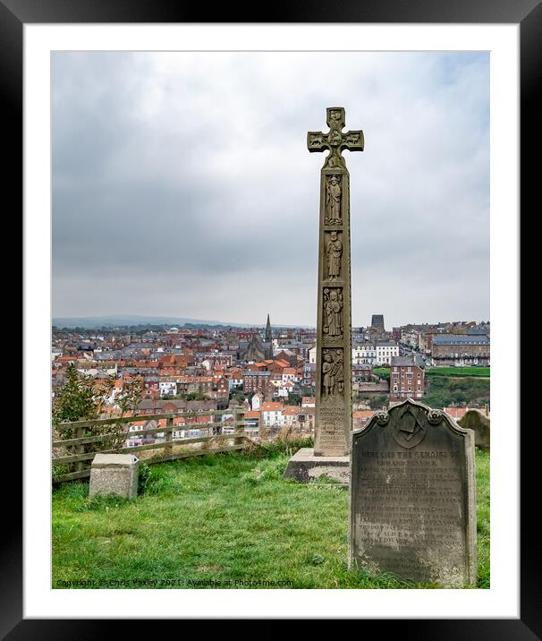 Caedmon Cross in Whitby, North Yorkshire Framed Mounted Print by Chris Yaxley