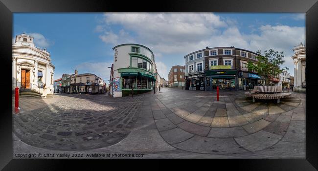 360 panorama captured on London Street in the city of Norwich Framed Print by Chris Yaxley