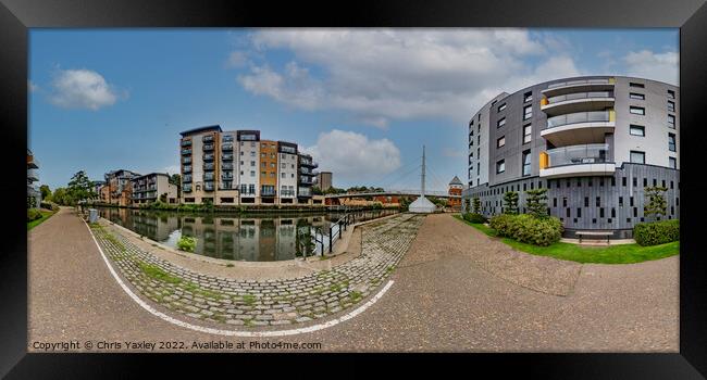 360 panorama captured along the bank of the River Wensum, Norwich Framed Print by Chris Yaxley