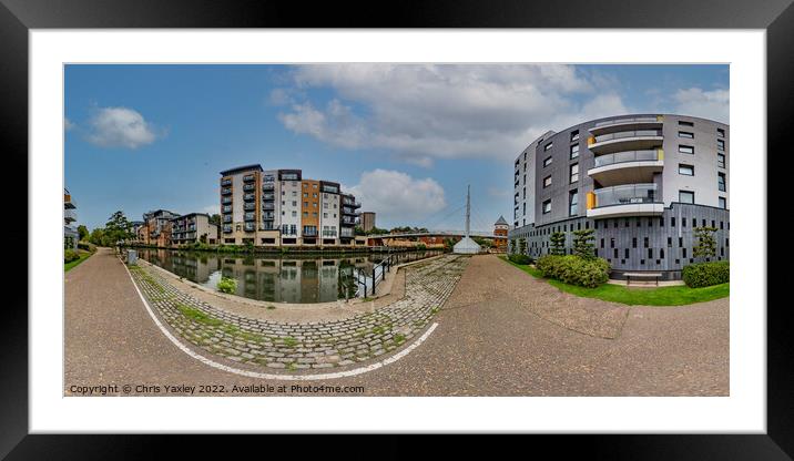 360 panorama captured along the bank of the River Wensum, Norwich Framed Mounted Print by Chris Yaxley