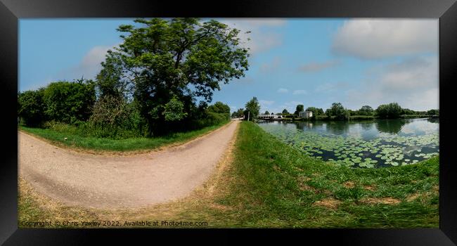 360 panorama captured along the Gloucester and Sharpness canal Framed Print by Chris Yaxley