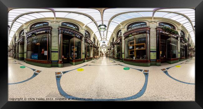 360 panorama of The Royal Arcade in the city of Norwich, Norfolk Framed Print by Chris Yaxley