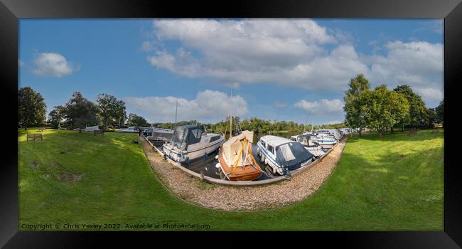 360 panorama captured at Womack Staithe, Norfolk Broads Framed Print by Chris Yaxley