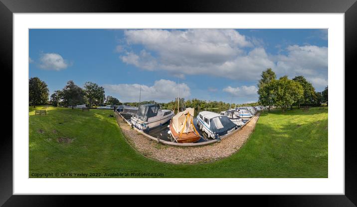 360 panorama captured at Womack Staithe, Norfolk Broads Framed Mounted Print by Chris Yaxley