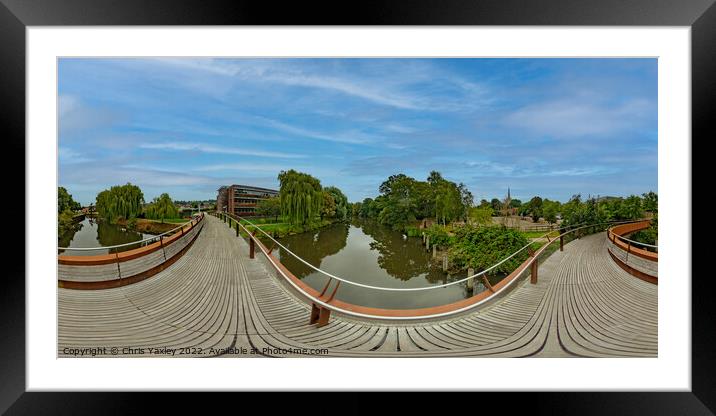 360 panorama captured from the John Jarrold Bridge, Norwich Framed Mounted Print by Chris Yaxley