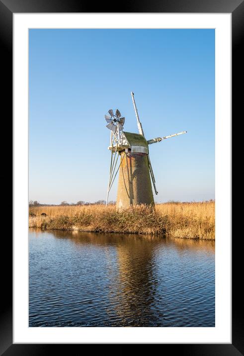 Norfolk drainage mill, How Hill Framed Mounted Print by Chris Yaxley