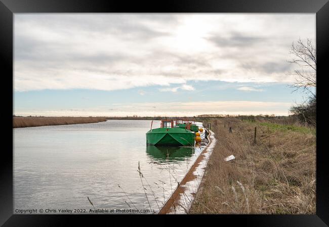 Metal workboats on the Bure, Acle Framed Print by Chris Yaxley