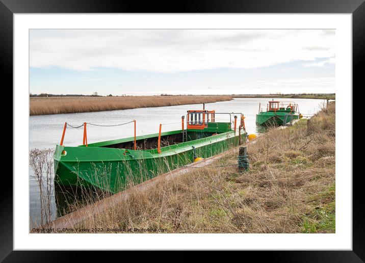 Boats on the Bure, Acle Framed Mounted Print by Chris Yaxley