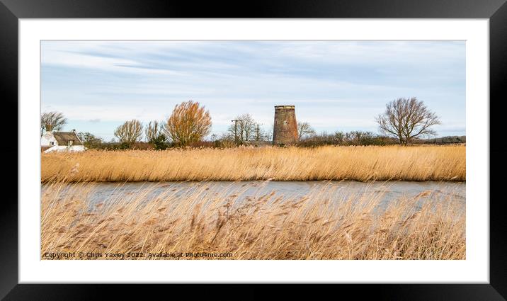 Drainage mill, Norfolk Broads Framed Mounted Print by Chris Yaxley