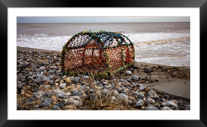 Crab fishing pot on Cromer beach, Norfolk coast Framed Mounted Print by Chris Yaxley