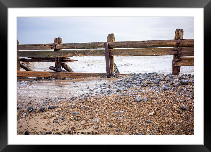 Seaside groynes, Norfolk Coast Framed Mounted Print by Chris Yaxley