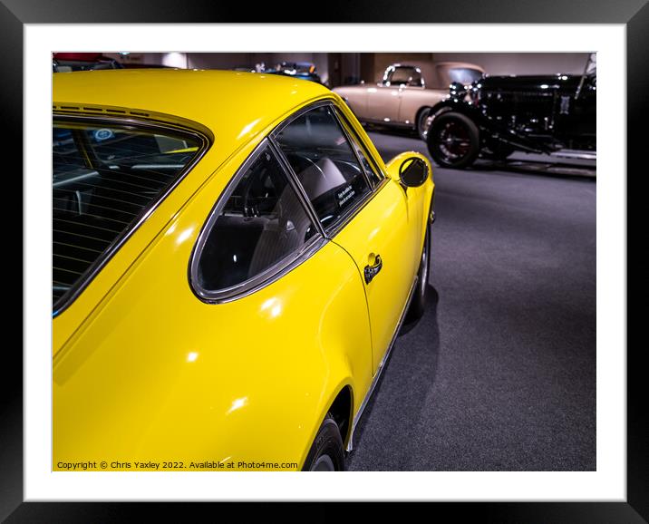 Yellow sports car Framed Mounted Print by Chris Yaxley