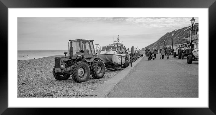 Black and white photo of Cromer Promenade, North Norfolk Coast Framed Mounted Print by Chris Yaxley