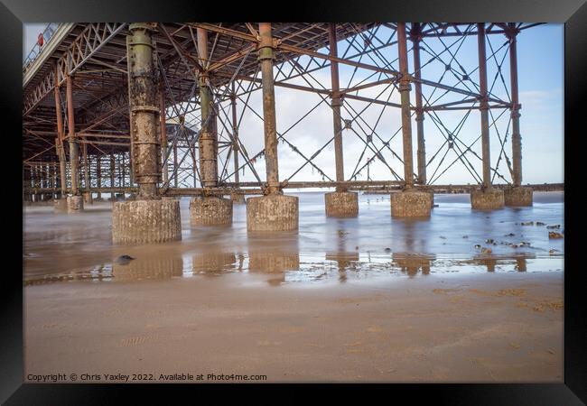 Long exposure captured near Cromer pier, North Norfolk Framed Print by Chris Yaxley