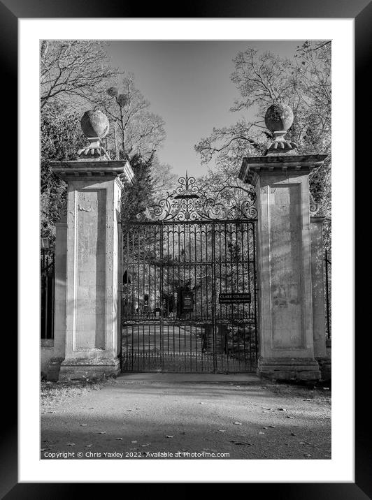 Entrance to Clare College, Cambridge Framed Mounted Print by Chris Yaxley