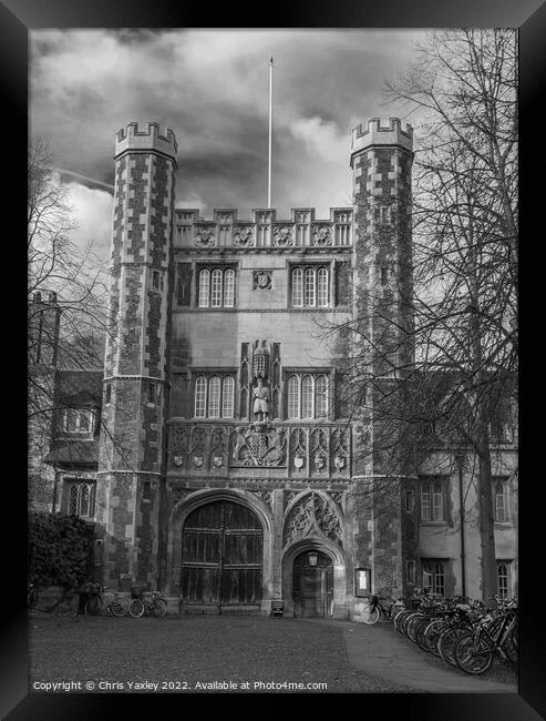 Trinity College, Cambridge Framed Print by Chris Yaxley