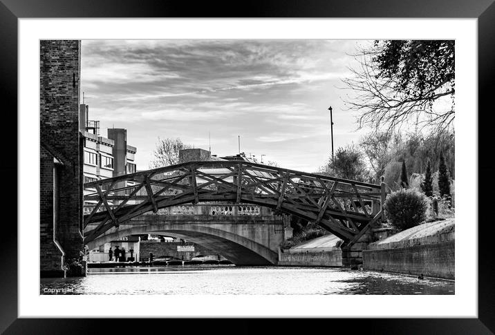 Mathematical Bridge over the River Cam in the city of Cambridge Framed Mounted Print by Chris Yaxley