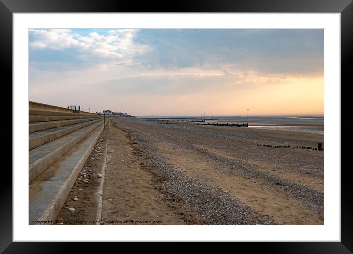 Sunset at Heacham beach on the North Norfolk Coast Framed Mounted Print by Chris Yaxley
