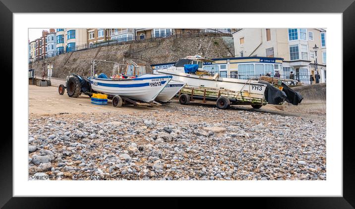 Fishing in the seaside town of Cromer on the North Norfolk coast Framed Mounted Print by Chris Yaxley