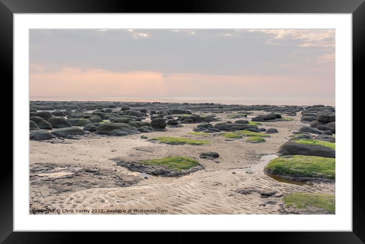 Rock formation on Hunstanton beach Framed Mounted Print by Chris Yaxley