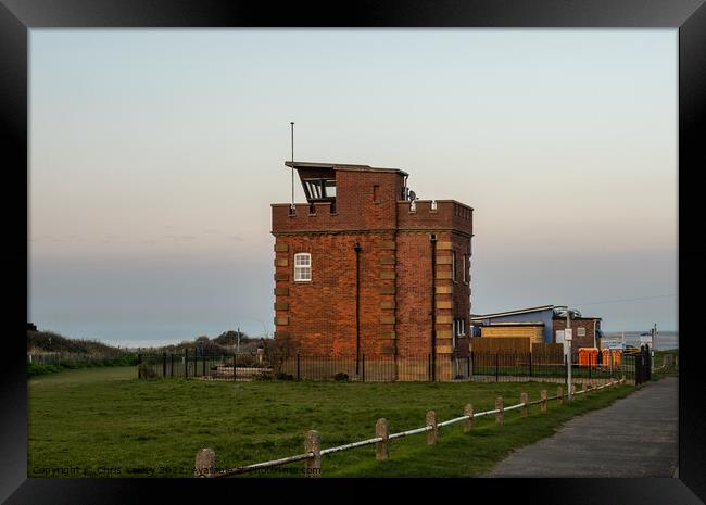 lifeguard lookout tower on Hunstanton clifftop, North Norfolk coast  Framed Print by Chris Yaxley