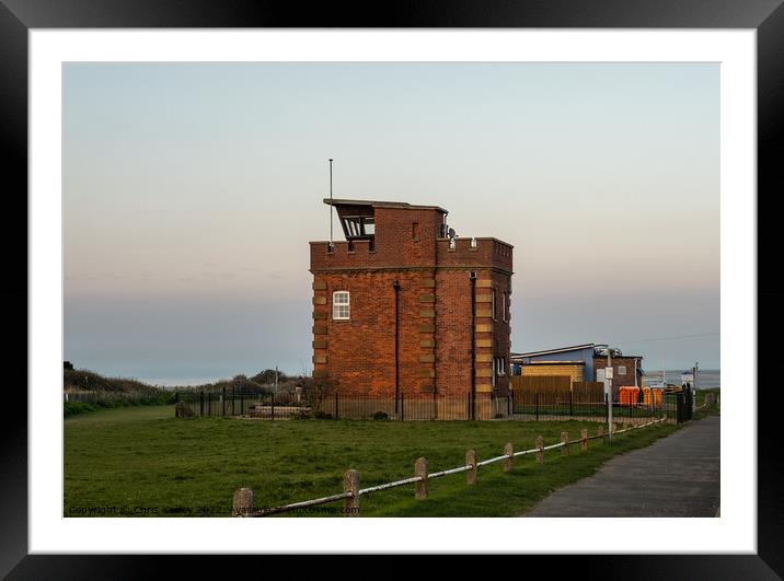 lifeguard lookout tower on Hunstanton clifftop, North Norfolk coast  Framed Mounted Print by Chris Yaxley