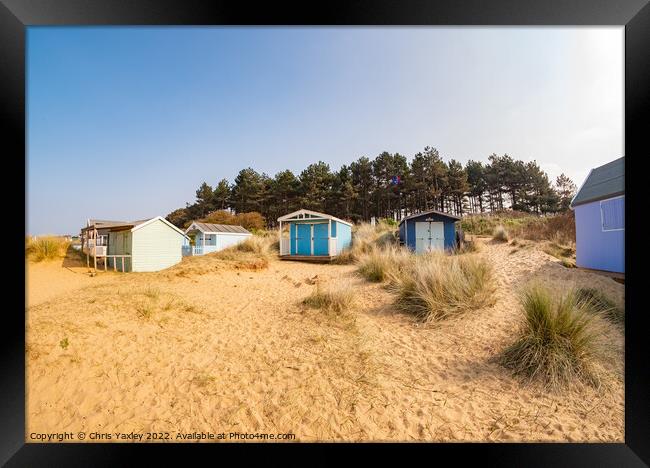Ultra wide shot of Hunstanton beach huts Framed Print by Chris Yaxley