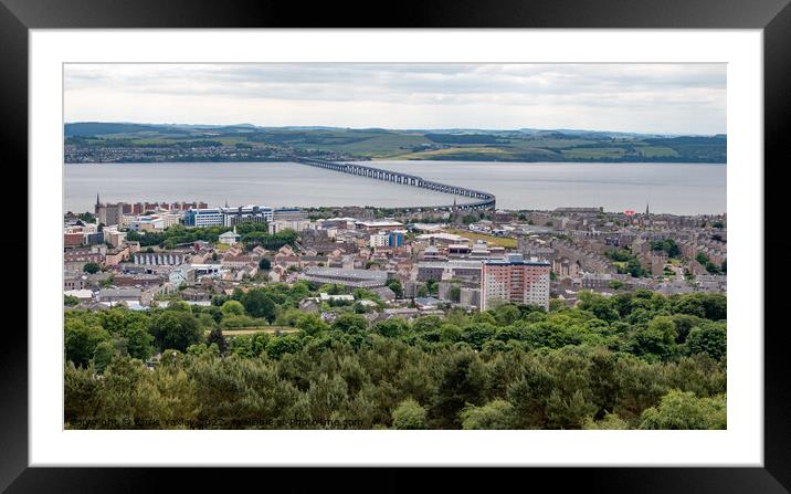 Dundee city and the Firth of the Tay captured from above on Law Hill Framed Mounted Print by Chris Yaxley