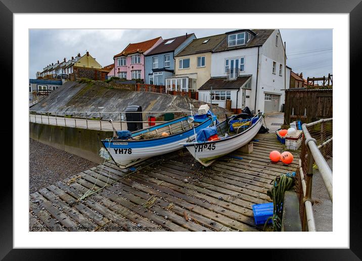 Fishing boats on the Norfolk coast Framed Mounted Print by Chris Yaxley
