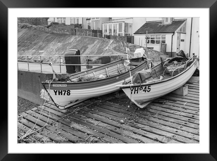 Crab fishing boats on the slipway Framed Mounted Print by Chris Yaxley