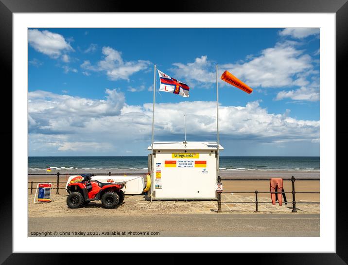 Seaside lifeguard hut, Saltburn Framed Mounted Print by Chris Yaxley