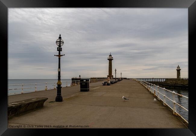 The east pier in the seaside town of Whitby on the Framed Print by Chris Yaxley