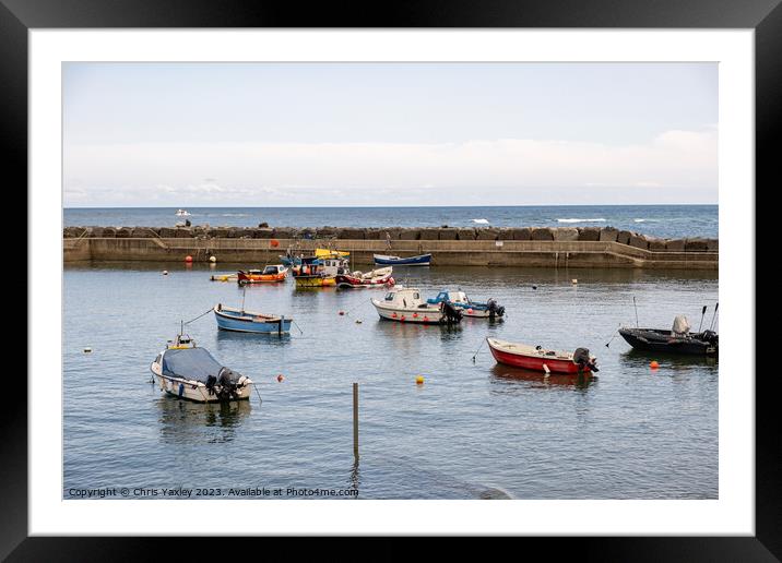 Fishing boats in Staithes Harbour Framed Mounted Print by Chris Yaxley