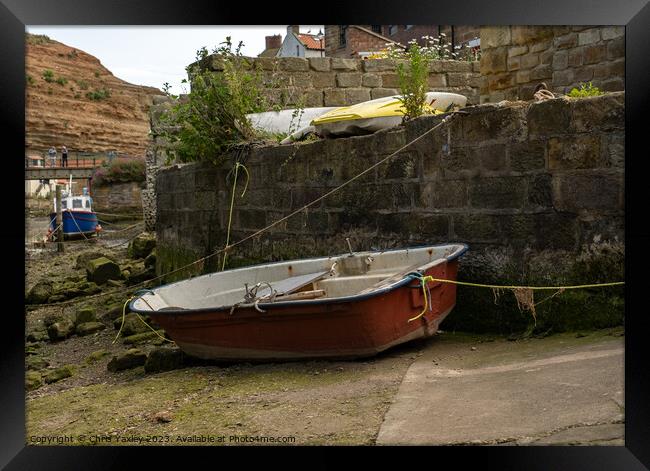 Boat in Staithes Framed Print by Chris Yaxley