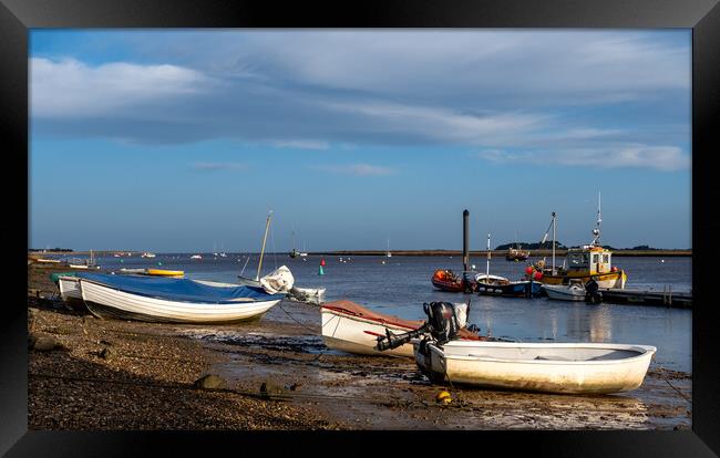 Boats beached in Wells-next-the-sea Harbour Framed Print by Chris Yaxley