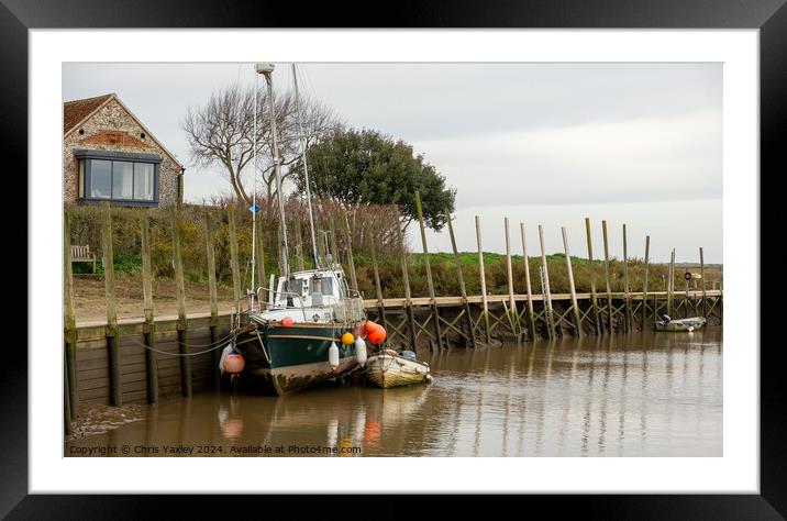 Boat in Blakeney harbour Framed Mounted Print by Chris Yaxley