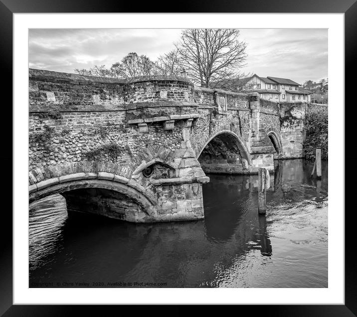 Bishops Bridge over the River Wensum Framed Mounted Print by Chris Yaxley