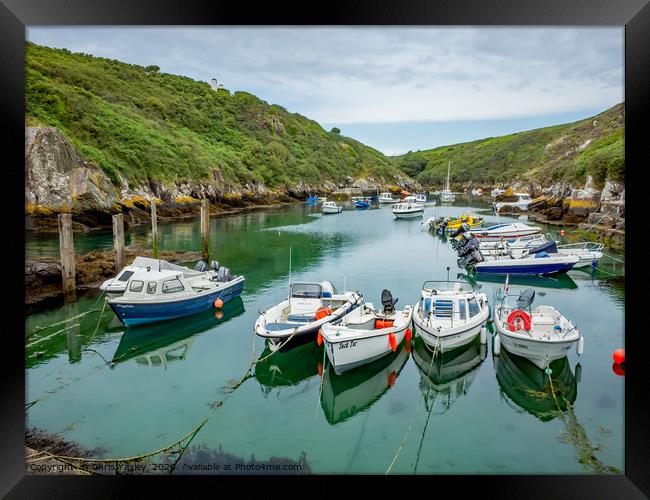 Boats in the harbour at Porthclais Framed Print by Chris Yaxley