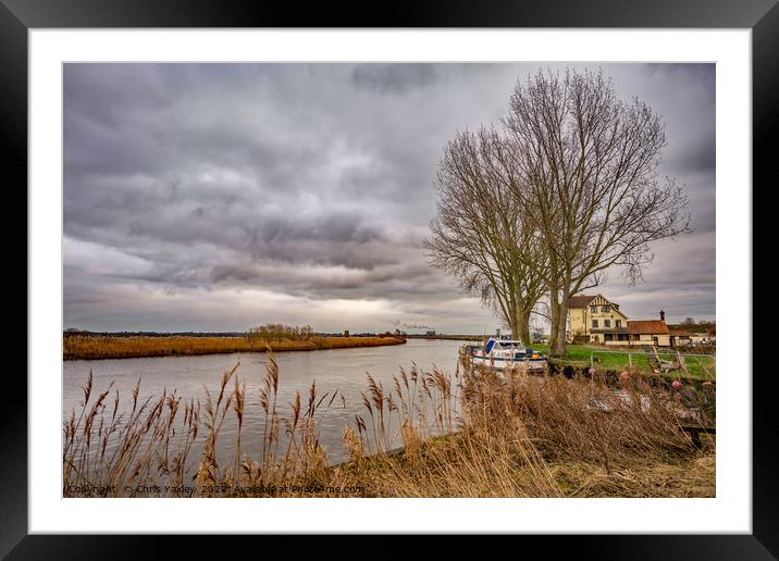 On the bank of the River Yare Framed Mounted Print by Chris Yaxley