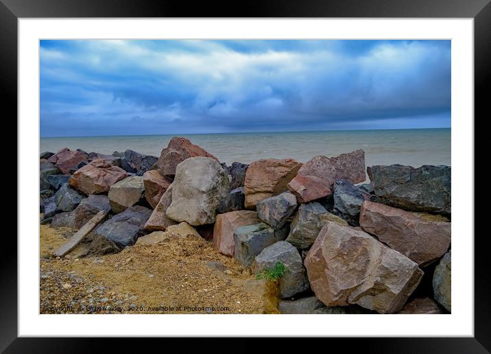 Stormy afternoon on Happisburgh beach, Norfolk Framed Mounted Print by Chris Yaxley