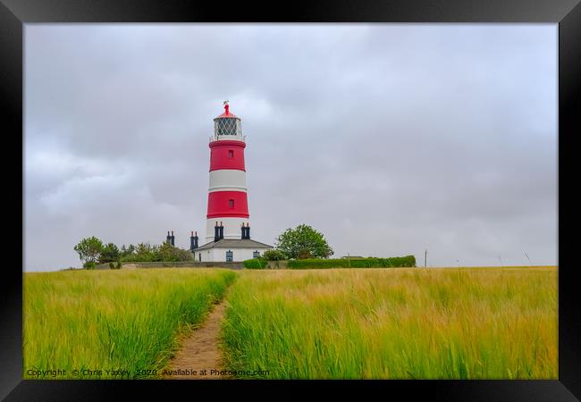 Happisburgh lighthouse, Norfolk Framed Print by Chris Yaxley