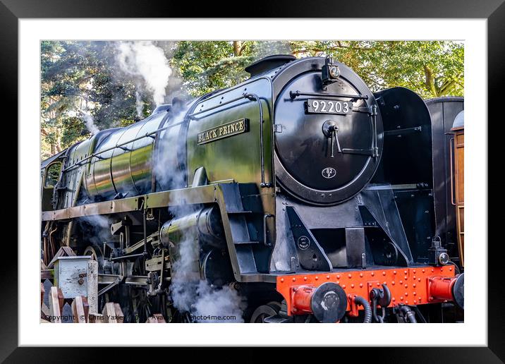 The Black Prince steam train in Norfolk Framed Mounted Print by Chris Yaxley