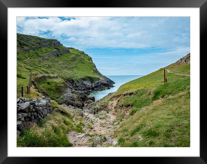 The path to Mewslade Bay in the Gower Peninsula Framed Mounted Print by Chris Yaxley