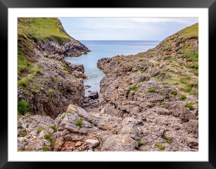 A view over Mewslade Bay at high water Framed Mounted Print by Chris Yaxley