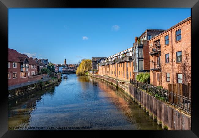Waterside apartments  along the River Wensum Framed Print by Chris Yaxley