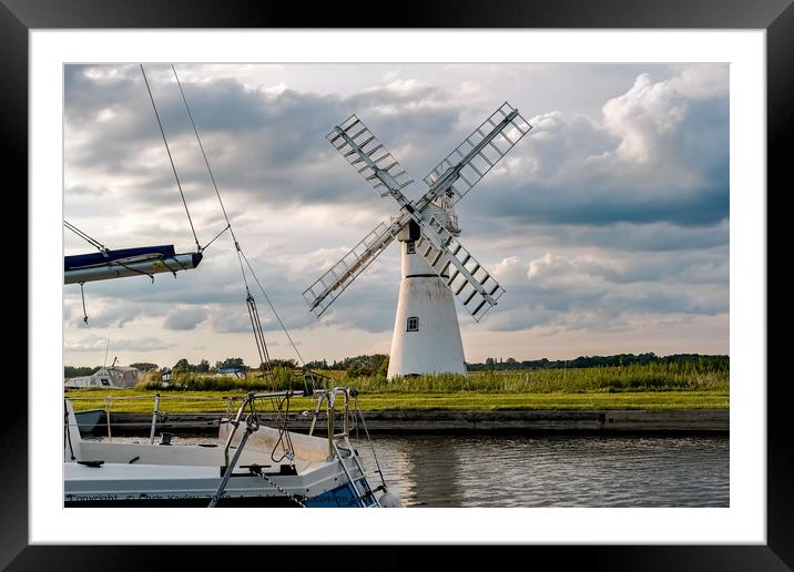 Thurne Mill at Thurne Mouth in the Norfolk Broads Framed Mounted Print by Chris Yaxley