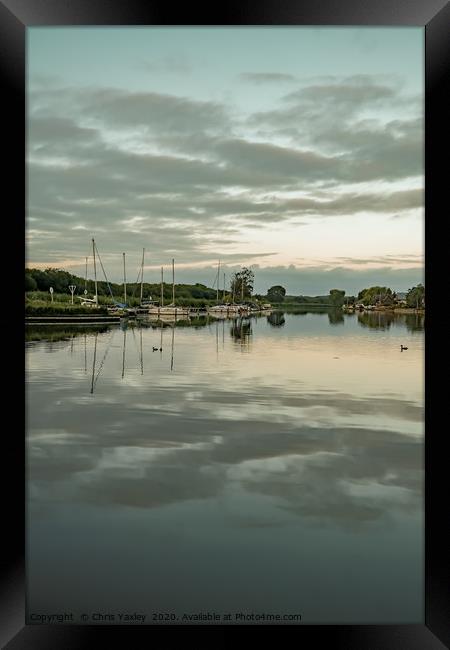 The River Bure in Horning at dusk Framed Print by Chris Yaxley