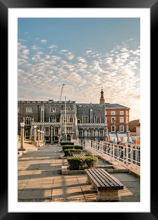 Memorial Park and the Guildhall, Norwich Framed Mounted Print by Chris Yaxley